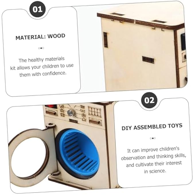 1 SET DIY TECHNOLOGY MATERIALS SCIENCE KITS, WOODEN JIGSAW PUZZLES, 3D PUZZLES DIY PROJECTS, SCIENCE EXPERIMENT WOODEN JIGSAWS KIT KIDS WASHING MACHINE, STEM PROJECTS SCIENCE KITS CRAFTS - Image 4